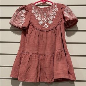 Adorable Pink Kids Dress with Floral Embroidery